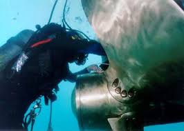 UNDER WATER INEPCTION BY CCTV/ PROPELLER POLISHING/ HULL CLEANING FOR CONTAINER VESSEL IN CAI MEP PORT - VUNG TAU VIETNAM